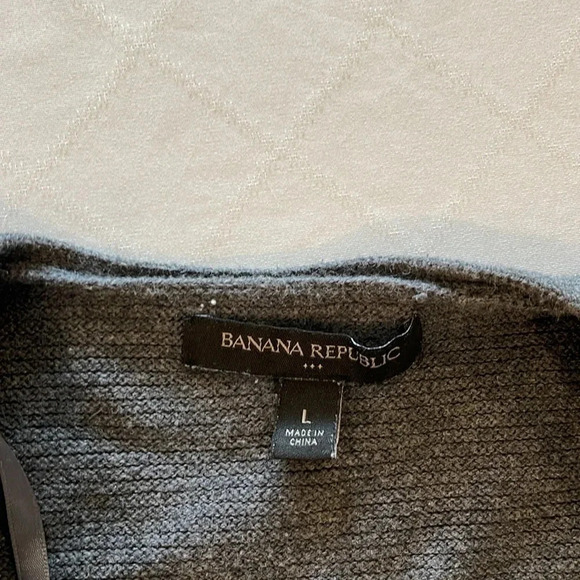 BANANA Republic Ribbed Open Front Cardigan large gray super cute EUC - Picture 2 of 5
